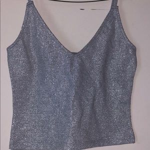 Silver glitter crop top